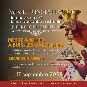 Dimanche 17 Septembre, messe d’installation du Père Joël Guintang le nouveau curé de notre Unité Pastorale à 10h30 à Buis-les-Baronnies. 